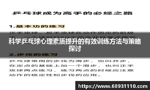 科学乒乓球心理素质提升的有效训练方法与策略探讨